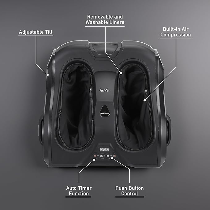 Brookstone Foot and Calf Massager with Heat Adjustable Intensity Deep Tissue Relief &amp Circulation Support