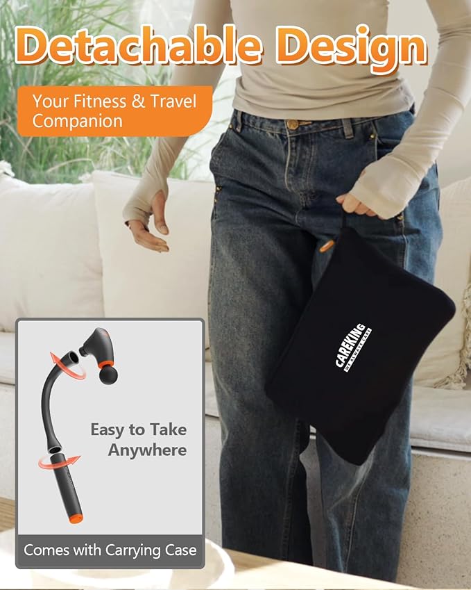 Convertible Massage Gun Deep Tissue for Back Neck Muscle Pain Relief - Electric Handheld Percussion Shoulder Massager Tool with Detachable Long Handle Portable CaseFSA-HSA Eligible