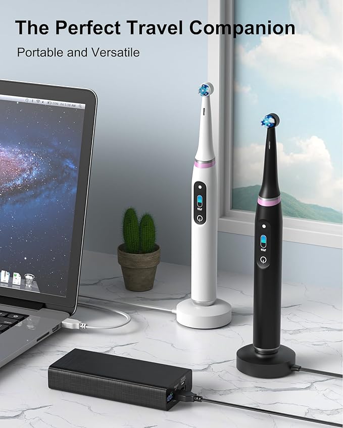 WUKUR for Oral B iO Charger Base Compatible with Oral B iO Electric Toothbrush Series 7 8 9 10 Magnetic Travel Charging Base Model 3768 Power Cord (Black)