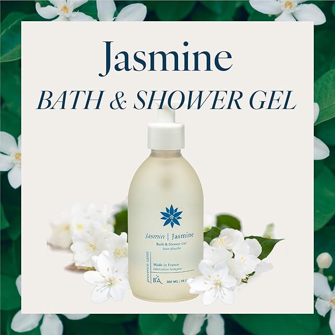 Provence Sante Cleansing Bath &amp Shower Gel - Moisturizing Almond Oil Body Wash for Dry Skin - Nourishing Exotic Jasmine Scent - Made in France - 10.2 Oz