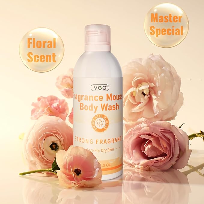 VGO Fragrance Mousse Body Wash Instant Foaming Body Wash for Skin Hydration &amp Refreshing Cleanse 11.8oz