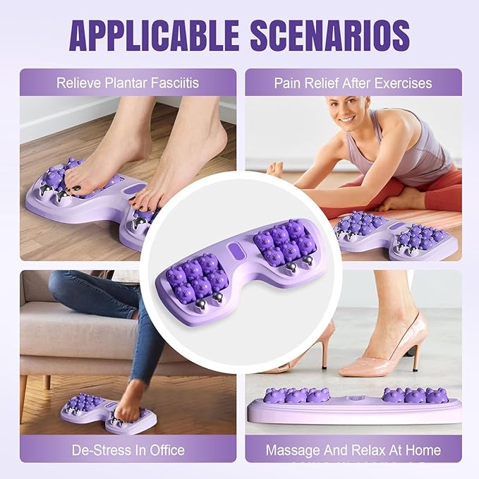 Foot Massager Roller for Plantar Fasciitis Relief Dual Foot Massage Roller for Plantar Fasciitis Relief Feet Massager Portable Reflexology Massager for Stress Relief &amp Improved Circulation (Purp
