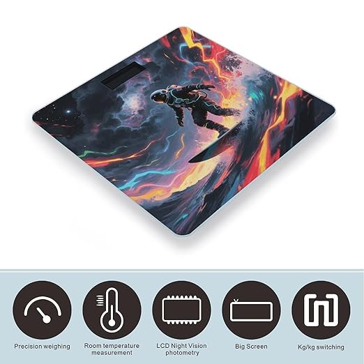 Astronaut Star Surfing Weight Scale Large Digital Bathroom Scales with Bright LED Display Non Slip Digital Scale and Step On Fashion Weighing Machine for Body