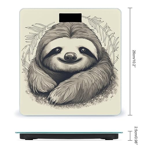 Sloth My Spirit Animal Scale for Body Weight High Precision Digital Weight Scales with LCD Display Anti-Slip Sturdy Slim Tempered Glass Bathroom Scale for Home Use