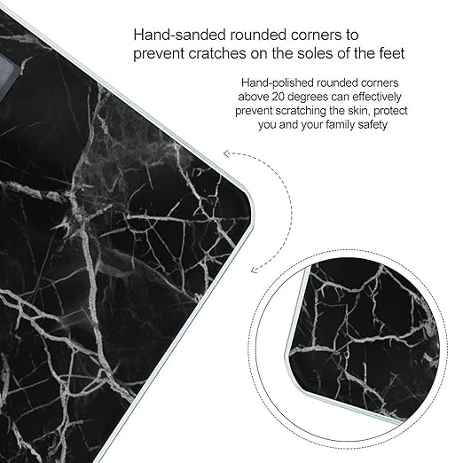 Black Marble Scale for Body Weight Accurate Digital Bathroom Scale Toughened Glass High Precision Scales Smart Weight Scales with Large LCD Backlight Display Weighing Machine