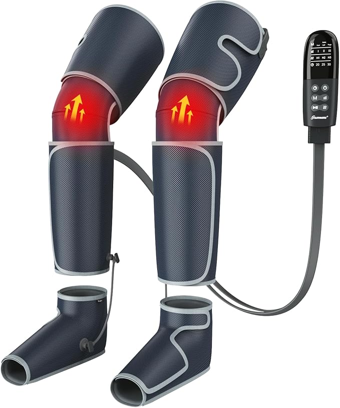 SLOTHMORE Leg Massager for Circulation and Pain Relief Air Compression Foot Massager with 3 Heat Levels 4 Modes 4-in-1 Foot Calf Knee &amp Thigh Knee Heating Therapy Gift for Mom Dad