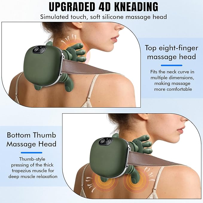 Neck Massager with Heat for Pain Relief Deep Tissue Shiatsu-Style Shoulder Back Massager Cordless Hands-Free Electric Massager 2026 Gifts for Women Men