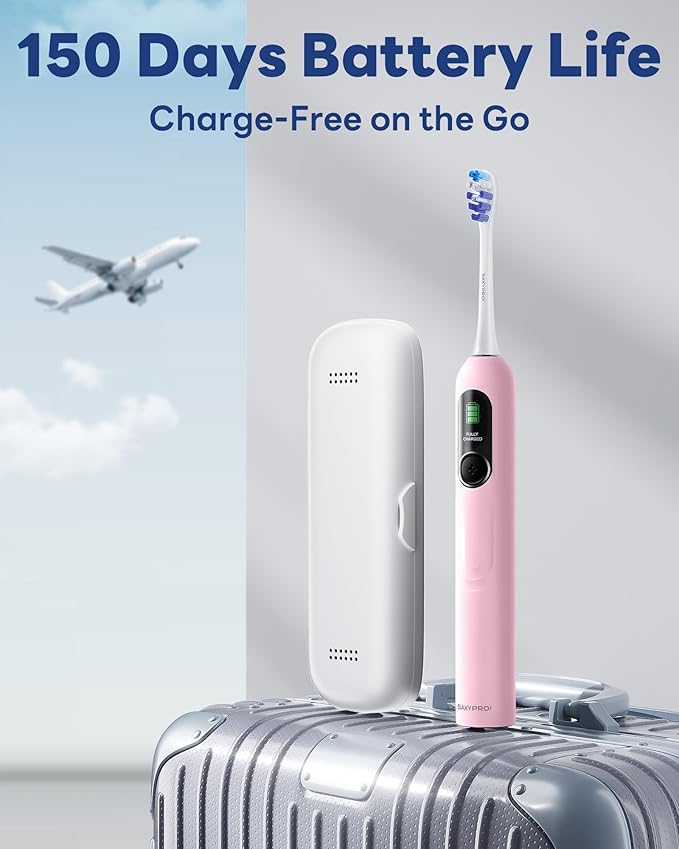 AI Electric Toothbrush with Smart Display | 150-Day Rechargeable Toothbrush Real-Time Map (G5S Pink and Blue Set)