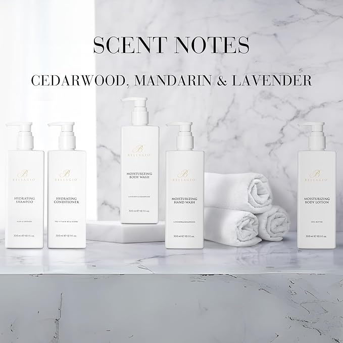 Bellagio Moisturizing Body Wash - Scented with Cedarwood Green Mandarin Lavender - Vegas Hotel Body Wash - 10 oz