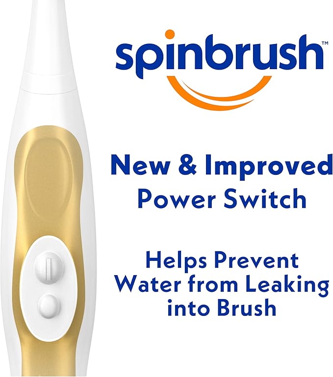 Spinbrush PRO CLEAN Battery Powered Toothbrush Soft Bristles 1 Count Gold or Blue Color May Vary
