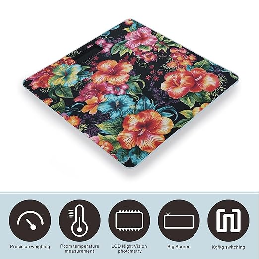 Beautiful Hibiscus Flower Scale for Body Weight Digital Bathroom Scale Accurate Smart Weight Scales with Large Display Weighing Machine High Precision Scales
