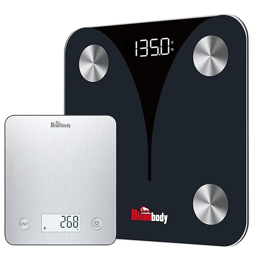 Smart Body Composition Scale &amp Smart Food Scale Combo Bluetooth Digital Bathroom Weight Scale with BMI Body Fat &amp Muscle + Nutrition Kitchen Scale for Calories &amp Macros