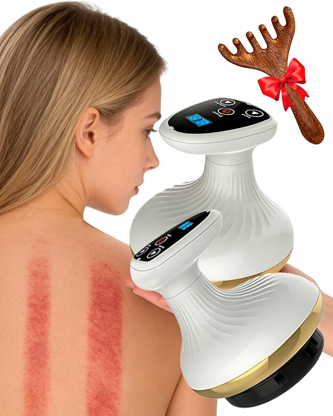 Electric Gua Sha Device for Cellulite Massage Tool 9 Suction Levels &amp Heating Handheld Massager - Negative Pressure Strong SuctionSmart Cupping MassagerDeep MassageFirmer (2 Pcs)