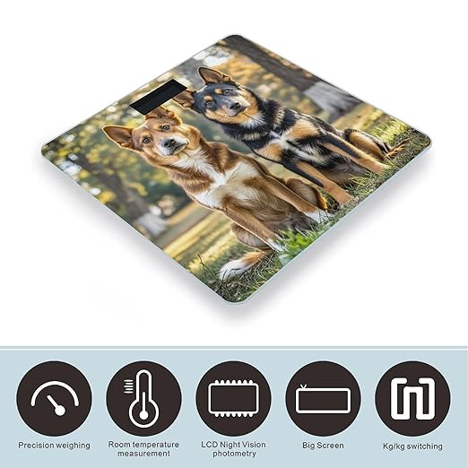 Dogs Sitting Together Scale for Body Weight Highly Accurate Digital Bathroom Body Scale Digital Bathroom Scales for People Anti-Slip Large LCD Display Smart Scales