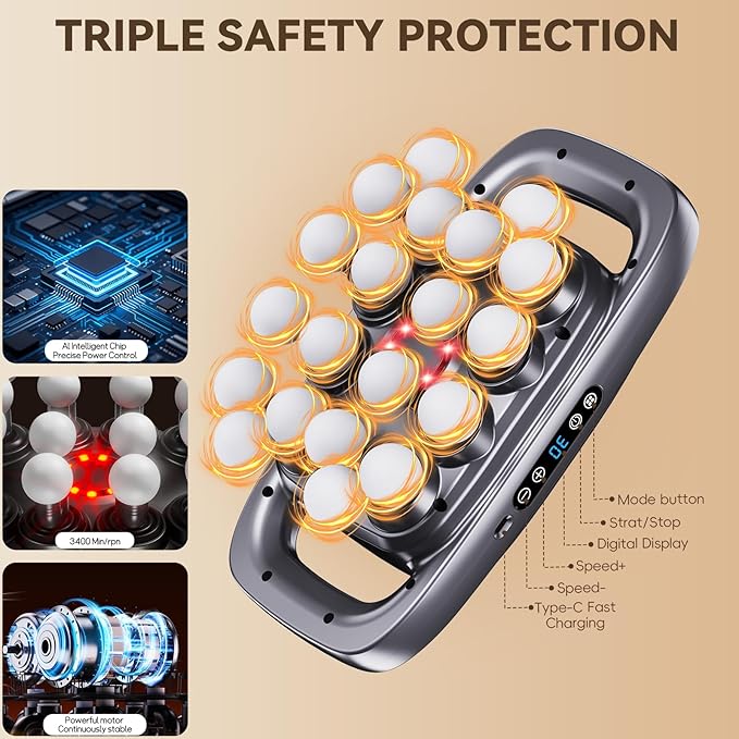 20-Head Massage Gun2026 Upgrade Deep Tissue Percussion Massager with 3 Modes 30 Intensities Quiet Muscle Tension Release Electric Massage Tools for Back Shoulders Legs