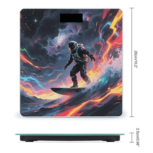 Astronaut Star Surfing Weight Scale Large Digital Bathroom Scales with Bright LED Display Non Slip Digital Scale and Step On Fashion Weighing Machine for Body