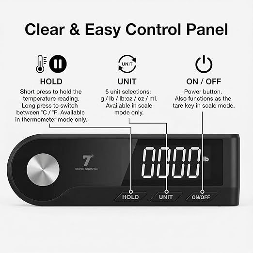 11lb Digital Kitchen Food Scale with Pull Out Display &amp Meat Thermometer 0.1g Precision Wireless Scale for Baking 304 Stainless Steel LED Screen 5 Units USB Rechargeable