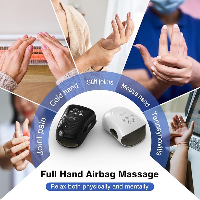 cotsoco Upgraded Hand Massager - 3Massage Sizes Cordless Hand Massager with Heat &amp Compression for Arthritis and Carpal Tunnel Gift for Men Women Family Friends Relaxation at Home Office Outd