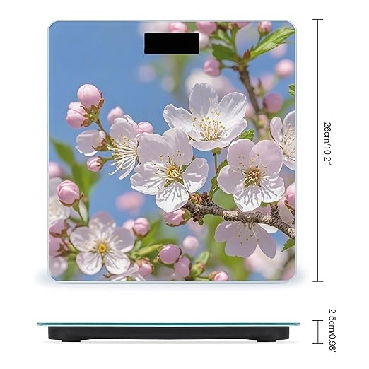 Japanese Cherry Blossom Scale for Body Weight Accurate Digital Bathroom Scale Toughened Glass High Precision Scales Smart Weight Scales with Large LCD Backlight Display Weighing Machine