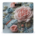 Embroidered Pink Roses Scale for Body Weight Precision Bathroom Weighing Scales with Back Lit LCD Display Sturdy Tempered Glass Body Weight Scales Digital Bathroom Scale 400lb