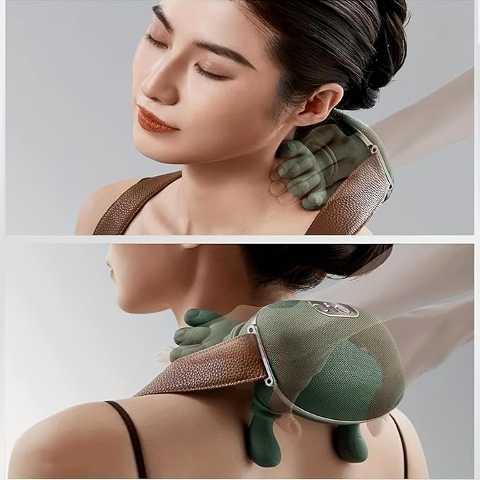Neck Massager with Heat Neck Massager for Pain Relief Deep Tissue Shiatsu Shoulder and Back Massager with 3 Modes &amp 2 Heat Levels Portable and Rechargeable Relax Muscle Tension (Green)