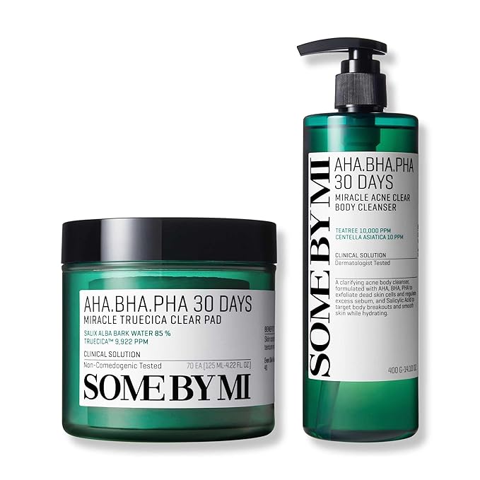 SOME BY MI AHA BHA PHA 30 Days Miracle Acne Clear Body Cleanser &amp AHA BHA PHA 30 Days Miracle Truecica Clear Pad