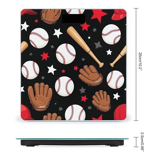 Smart Scale for Body Weight Digital Bathroom Weighing Scale Energy Saving Scale Red Black Baseball