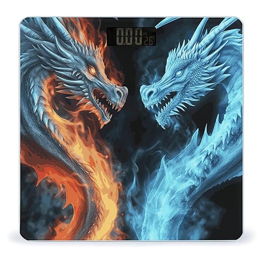 Ice and Fire Dragons Digital Bathroom Scale for Body Weight with High Precision Digital Weighing Scale with BMI Clear LCD Display and Step-On Measures Weight Up to 180kg