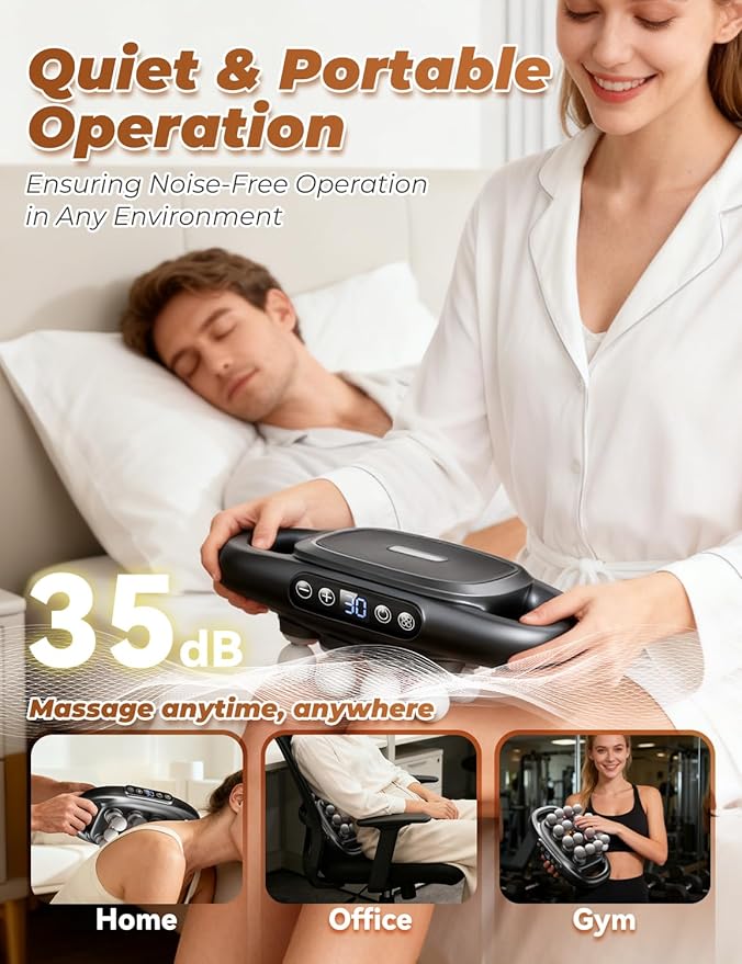 Veloreva Massager - 16 Head Massage Gun Deep Tissue with 30 Intensity Levels &amp 3 Smart Modes 50kg Deep Pressure Massager for Shoulder Back Waist Body Deep Tissue Fast Relief (White)