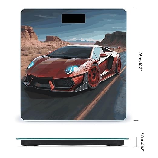 Red Race Car Scale for Body Weight Sturdy Tempered Glass Weighing Scales with LCD Display Accurate Digital Bathroom Scale Convenient Body Fat Smart Scales 400lb