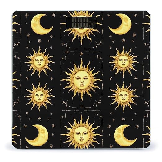 Automatic Switch Digital Bathroom Weighing Scale Smart Scale for Body Weight Gold Sun Crescent Moon Star