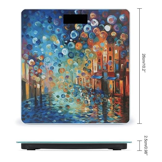 Colored Painting Bathroom Scale for Body Weight Bathroom Weighing Scale with Backlit LCD Display Highly Accurate Measures Weight Up to 180kg