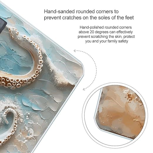 Beach Octopus Starfish Digital Bathroom Scale for Body Weight Weighing Scale with Backlit LCD Display High Precision Measurements &amp Measures Weight Up to 180kg