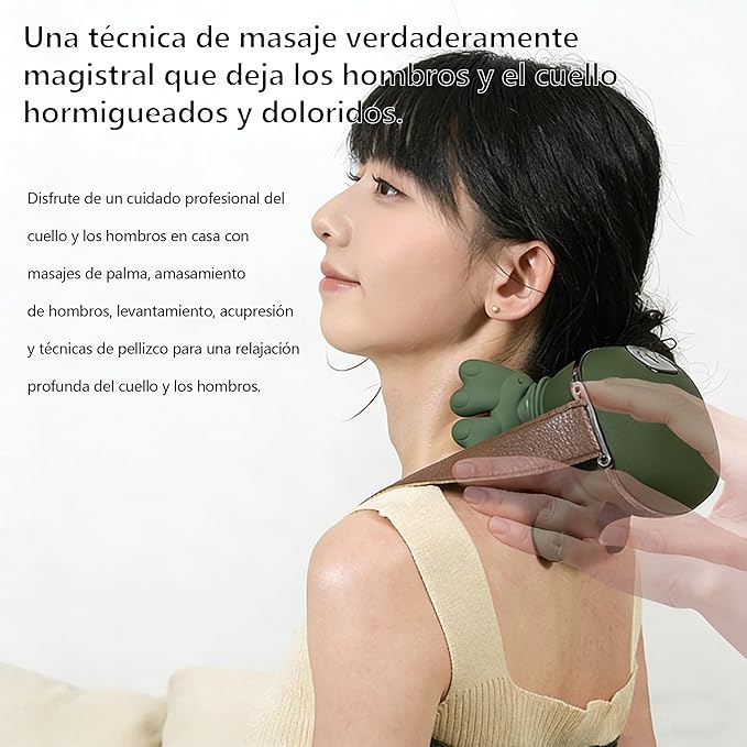 Biomimetic Heated Massager Portable Acupressure Neck and Back Massager Electric deep Tissue 4D kneading Massage Designed to Relieve Pain and Relax Muscles with Simulated Human Hands(Green)