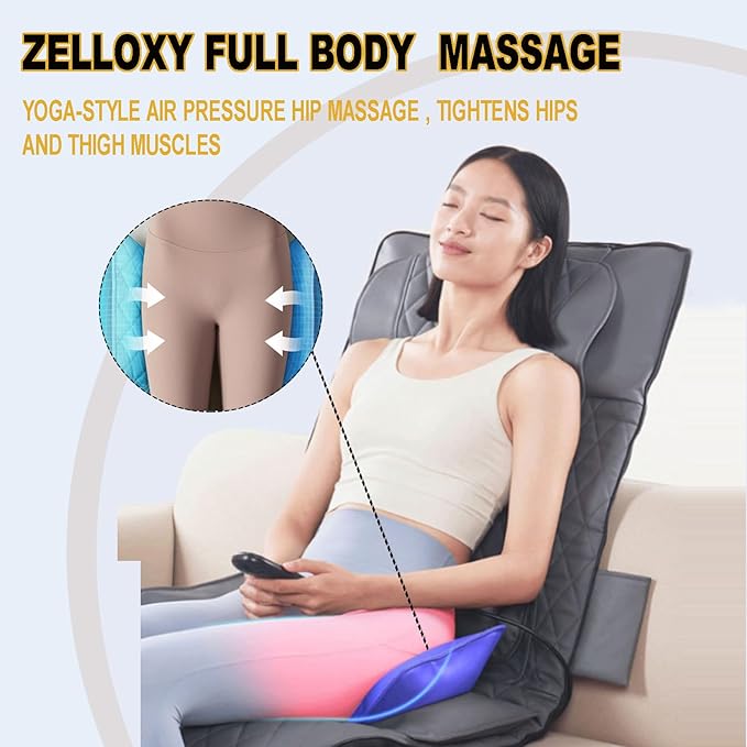 Full Body Massage Mat with Heat Back Massage Pad with 3D Air StretchingLumbar Traction Shiatsu Neck Kneading Massage Pad with Airbag 5 Modes 2 Intensities 3 Time Options