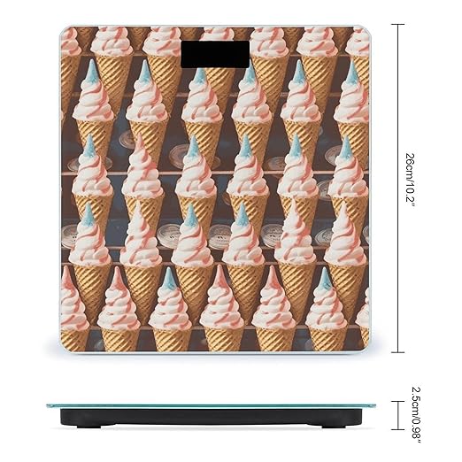 Ice Cream Cones Fifties Time Smart Scale for Body Weight Accurate Bathroom Scale with LED Display Digital Weight Scales Weighing Machine High Precision Scales for Bath Home