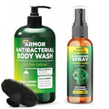 Tea Tree Oil Body Care Bundle – Antibacterial Body Wash (16 fl oz) + Antifungal Ringworm Spray with Manuka Honey (4.05 fl oz) – Soothes Itchy Skin Reduces Odor for Men &amp Women