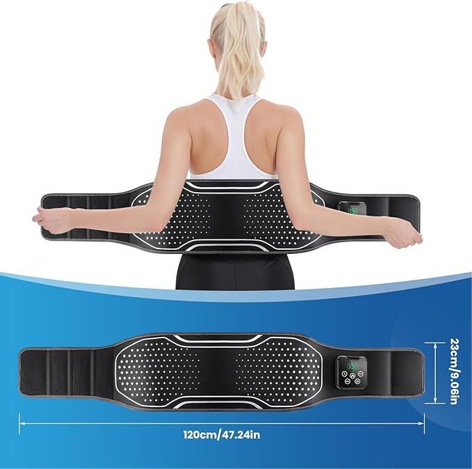 Cordless Back Massager with Heating Pad – Inflatable Lumbar Belt for Lower Back Pain Relief Deep Tissue Vibration Massage Sciatica Support &amp Muscle Recovery for Men and Women