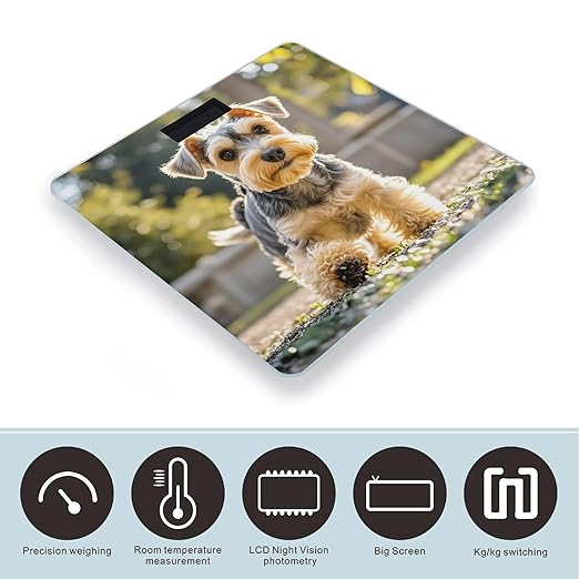 Yorkie Puppy Smart Scale for Body Weight Accurate Bathroom Scale with LED Display Digital Weight Scales Weighing Machine High Precision Scales for Bath Home