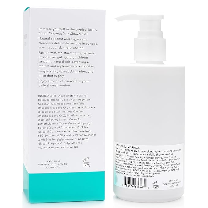 PURE FIJI Coconut Milk Shower Gel Moringa (9.47 Fl. Oz /280ml)