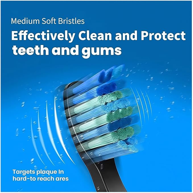 Replacement Toothbrush Heads Compatible with COSOUL Electric Toothbrush Soft Bristle Nozzles Deeply Clean(8PCS Black)