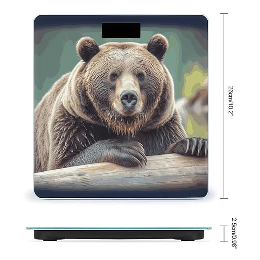 Grizzly Bear Weight Scale Digital Electronic Scales Bathroom Scale Larg LCD Backlight Display High Precision MeasurementsTempered Glass