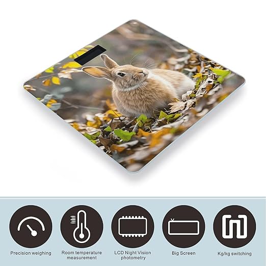 Rabbit in Leaves Scale for Body Weight Digital Bathroom Scale Accurate Smart Weight Scales with Large Display Weighing Machine High Precision Scales