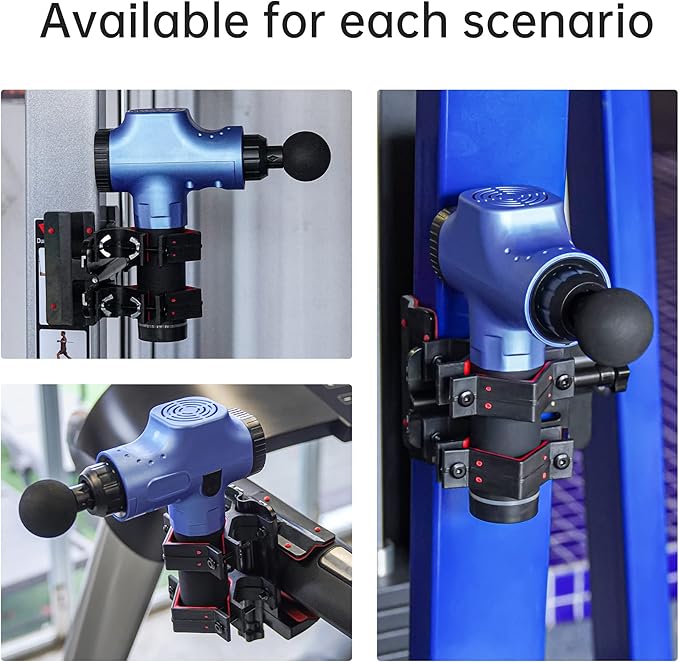 Hand-Free Massage Gun Holder for Back Percussive Muscle Massage Gun Mount for Self-Massage Compatible with Most Massage Guns for Hard to Reach Areas Mechanical Structure adapts to Most venues