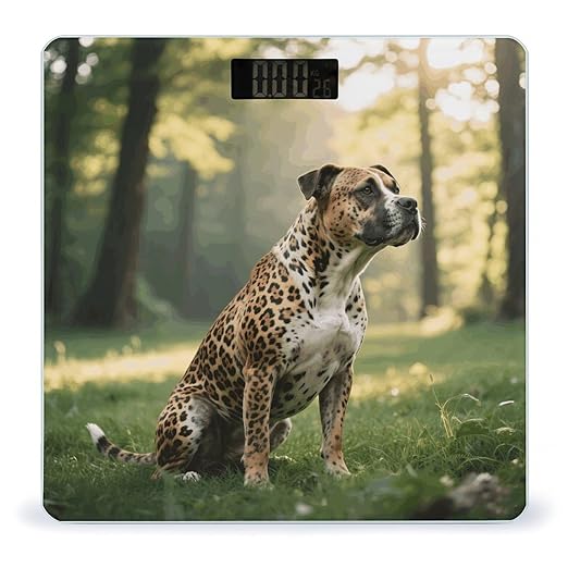 Digital Bathroom Scale for Body Weight Scale with Bright LCD Display High Accuracy Step-On Technology Auto On/Off Animal Print Pit Bull Digital Scales 400 Lbs /180kg