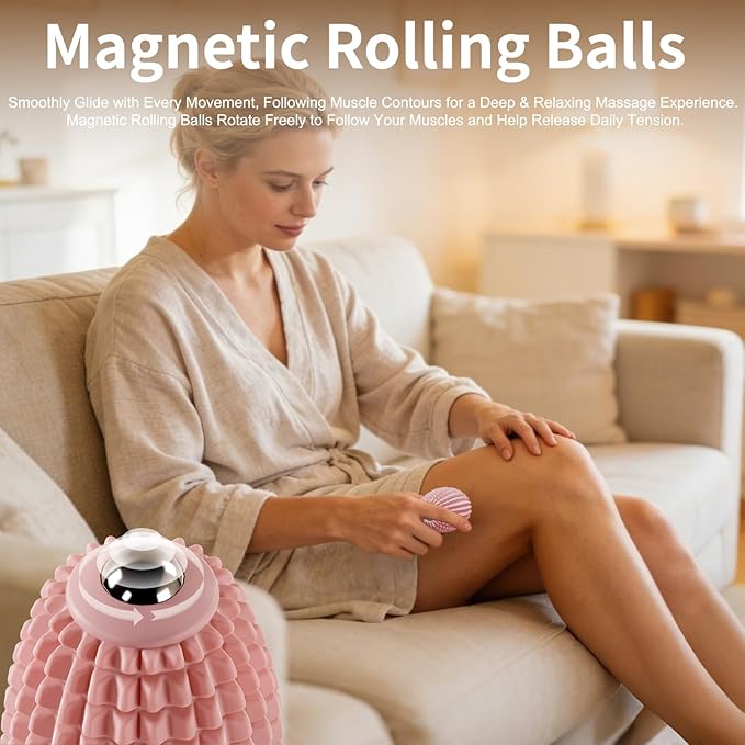 Vibrating Massage Ball for Plantar Fasciitis &amp Myofascial Release Silicone Muscle Roller for Back Neck Foot and Leg Portable Trigger Point Massage Tool 3 Vibration Modes (Pink)