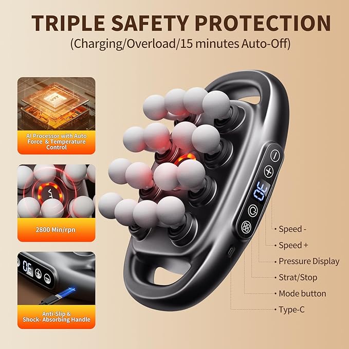 VTT 16 head massage gun deep tissue Percussion Muscle Massager with 16 Heads 3 Modes &amp 30 IntensitiesQuiet Handheld Massager for Back Neck Shoulder Legs Muscle Pain Relief