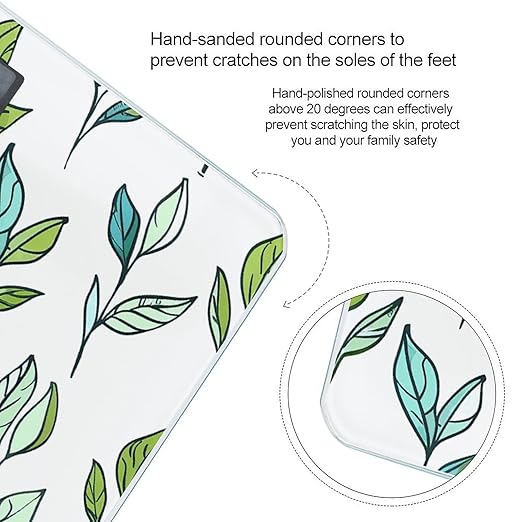 Hand Drawn Tea Leaves Scale for Body Weight Smart Scales Digital Bathroom Scale High Precision Weighing Scales with Large Display Weighing Machine for People