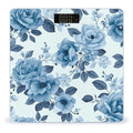 Blue Flower Floral Pattern Roses Bathroom Scale Large LCD Backlight Display Digital Scale Rounded Corners Body Scales Automatic Power On/Off Bathroom Scales for Home Bedrooms