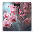 Orchid Flower Butterfly Soft Fresh Spring Bathroom Scale Large LCD Backlight Display Digital Scale Rounded Corners Body Scales Automatic Power On/Off Bathroom Scales for Home Bedrooms